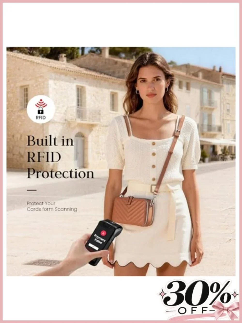 Genuine Leather Crossbody Bag RFID Wallet Purse Adjustable Strap